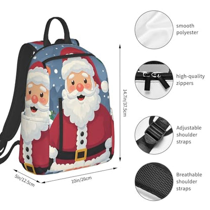 Travel Backpack for Women Men Cartoon Santa Claus Daypack 15 inch Lightweight Computer Bag Casual Back Pack - color: Cartoon Santa Claus2