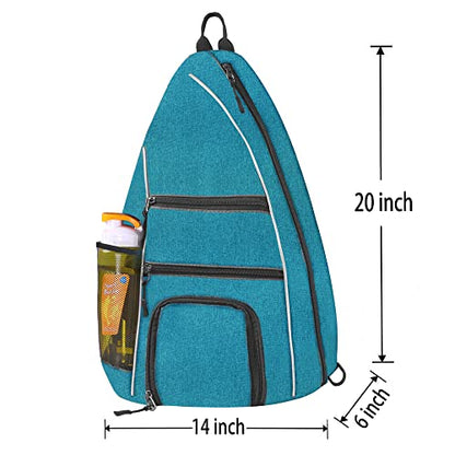 Pickleball Bag - Pickleball Bags for Women Men - Pickleball Backpack - Travel Pickleball Paddle Case, Pickle Ball Bag for Pickleball Paddle Tennis Racket, Protable Pickleball Sling Bag - color: Blue-green