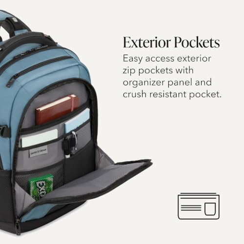SwissGear Travel Tech Pro Laptop Backpack – Fits Laptops up to 16” – ScanSmart TSA-Friendly Backpack with Multiple Organizer Pockets – Blue - color: Bluestone, style: Travel Tech Pro