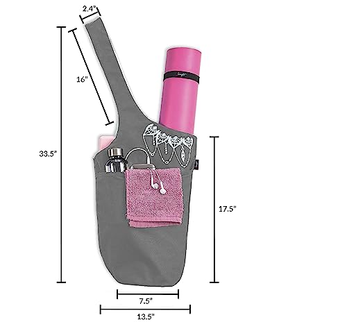 Yoga Mat Bag – Versatile Yoga Bag with Mat Straps & Storage Pockets, Holds Yoga & Pilates Mats, Lightweight & Durable - color: Gray & White