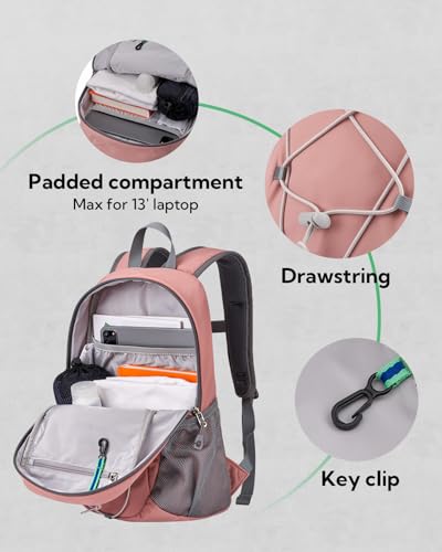 WATERFLY 12L Small Hiking Backpack: Day Pack Lightweight Travel Bag Camping Fitness Cycling Outdoor Sports Daypack For Women Men - color: Pink