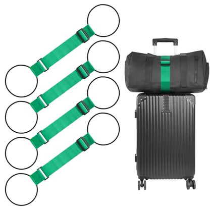 BILIONE Add a Bag Luggage Straps 4 Pack, Adjustable Bungee Elastic Belt to Connect Two Suitcases, Secure Carry On & Travel Essentials (Green) - color: Green, size: 4 Pack