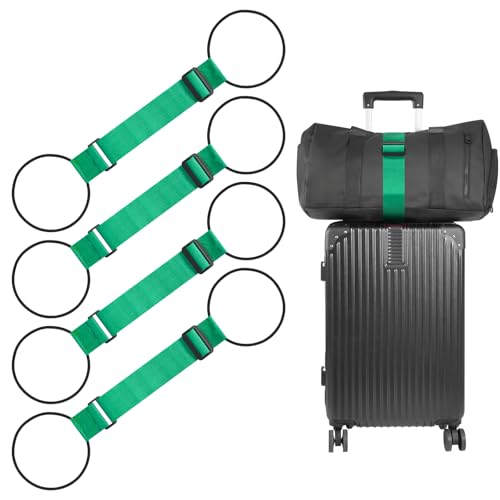 BILIONE Add a Bag Luggage Straps 4 Pack, Adjustable Bungee Elastic Belt to Connect Two Suitcases, Secure Carry On & Travel Essentials (Green) - color: Green, size: 4 Pack