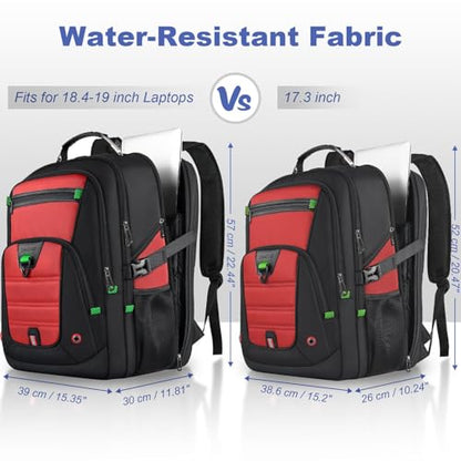Z-MGKISS 52L Extra Large Laptop Backpack, Long-Term Durability Travel Computer Bag, TSA-Approved Business Rucksack for Men Women, Heavy Duty Rucksack Bag Backpack Fits 17.3 Inch Laptop &Notebook,Red - color: Red, size: 17.3 Inch (20''x15''x10'')