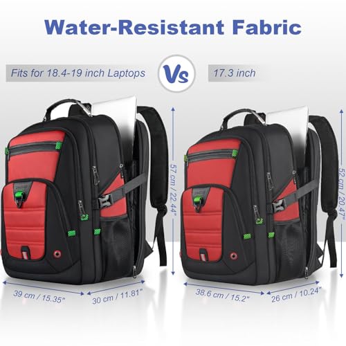 Z-MGKISS 52L Extra Large Laptop Backpack, Long-Term Durability Travel Computer Bag, TSA-Approved Business Rucksack for Men Women, Heavy Duty Rucksack Bag Backpack Fits 17.3 Inch Laptop &Notebook,Red - color: Red, size: 17.3 Inch (20''x15''x10'')