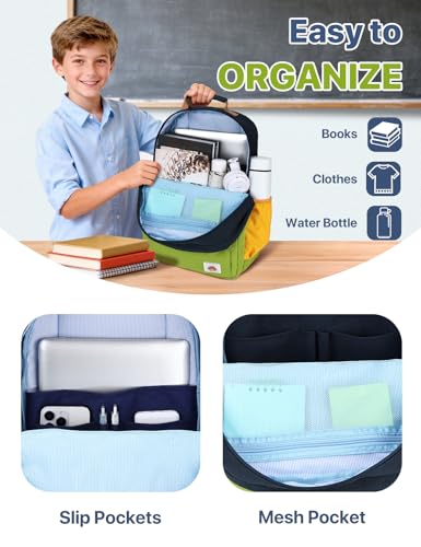 VASCHY School Backpack, Lightweight Classic Cute Aesthetic Bookbag Daypack for Teen Boys Girls Traveling/Gym/Middle School Blue Green - color: Blue Green-l, size: Large-17in