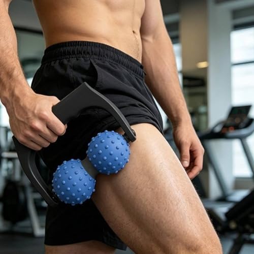 Double Ball Deep Tissue Handheld Massage Roller Textured Body Roller for Home, Light Purple - color: Light Purple