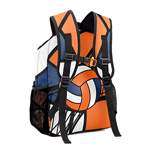 Volleyball Orange White Backpack Personalized Waterproof Casual Daypack Gift for Holiday Birthday - color: Design 4
