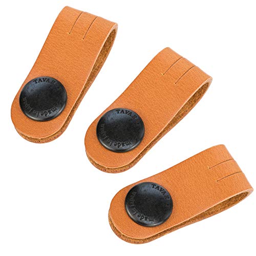 TAVARAT Cord Organizer, Long size, Cable Organizer, Charger Organizer, made in Japan, Genuine Leather, Cable Straps, (Long size, Camel, set of 3) - color: Long Size, Camel, Set of 3