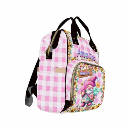 Custom Diaper Bag with Name, Christmas Personalized School Bag Flower Print, Monogram Nappy Backpack with Thermal Pockets for Adults Kids, Large Capacity Waterproof Diaper Bag Xmas Gift - color: A-color-3