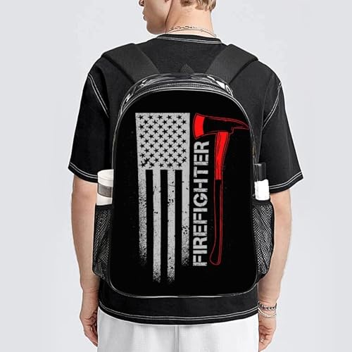 Daypack Backpack Polyester Anti-Theft Multipurpose American Thin Red Line Flag Firefighter Black Bookbag Big Capacity Travel Hiking Camping Rucksack With Smooth Zippers - color: Pattern 204