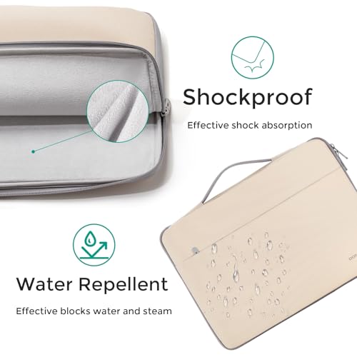 DOMISO 14 inch Laptop Case Sleeve Protective Cover Compatible with 15 inch MacBook Air M4 M3 M2,MacBook Pro,14-15 inch HP Dell ASUS Lenovo Chromebook,Waterproof Computer Cases Bag with Handle,Beige - color: Beige, size: 14" Laptop/15" for mac book