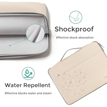 DOMISO 14 inch Laptop Case Sleeve Protective Cover Compatible with 15 inch MacBook Air M4 M3 M2,MacBook Pro,14-15 inch HP Dell ASUS Lenovo Chromebook,Waterproof Computer Cases Bag with Handle,Beige - color: Beige, size: 14" Laptop/15" for mac book