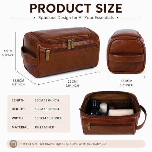 Personalized Leather Toiletry Bag for Men, Suitable Gifts for Father's Day and Wedding Party Groomsmen