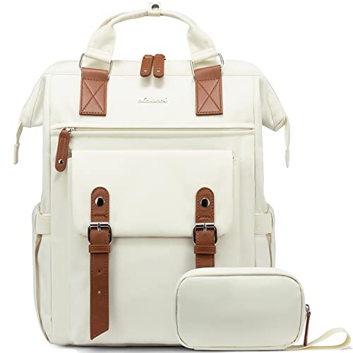 LOVEVOOK Laptop Backpack for Women Work Travel, Large Capacity Computer Backpack Purse, Nurse Bags Doctor Teacher Business Laptop Bag, Fashion College Backpack Casual Daypack, 17 Inch, Beige-brown - color: Beige-brown, size: 17.3 Inch