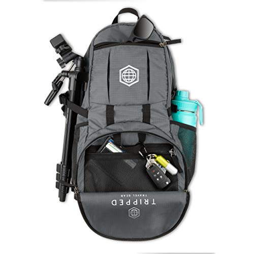 TRIPPED Travel Gear Granite Grey 35L Foldable Backpack, Lightweight, Packable, with Padded Shoulder Straps, Ideal for Travel, Hiking, and Everyday Use - color: Granite Grey
