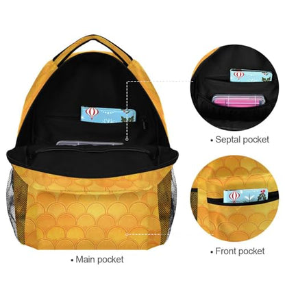 Laptop Backpack for Men Women Fashion Business Work Bag with Chest Strap Gift Men & Women Yellow Fish Scale Glittering - color: Multicolor05