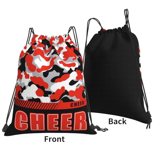Drawstring Backpack Waterproof Gym Drawstring Bags Sports String Bag Camo Sackpack-Orange Black Cheer Drawstring Bag - color: Cheer Drawstring Bags-camo Orange Black