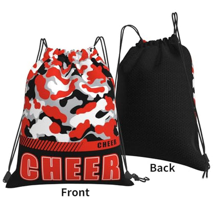 Drawstring Backpack Waterproof Gym Drawstring Bags Sports String Bag Camo Sackpack-Orange Black Cheer Drawstring Bag - color: Cheer Drawstring Bags-camo Orange Black