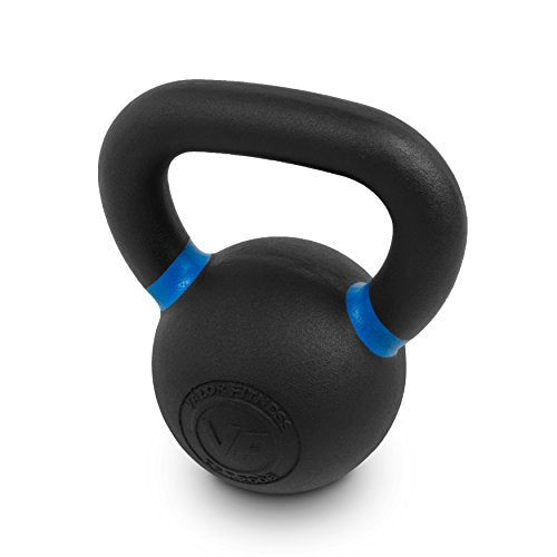 Valor Fitness Premium Cast Iron Kettlebells Powder Coated Kettle Bell Weights - Includes LB and KG Weight - color: D: 25LB