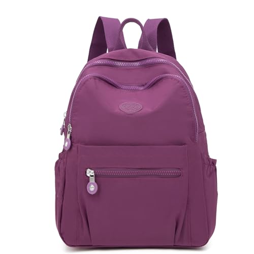 Pealwel Mini Backpack Purse for Women,Small Nylon backpacks for Ladies Backpacks Women Anti Theft Travel Bag (Purple) - color: Purple
