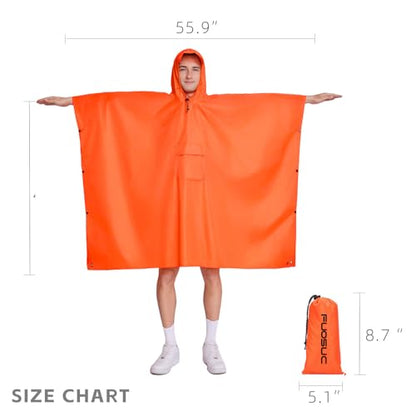 Hooded Waterproof Raincoat, Unisex Outdoor Hiking Camping Mat and Small Tent - color: Orange