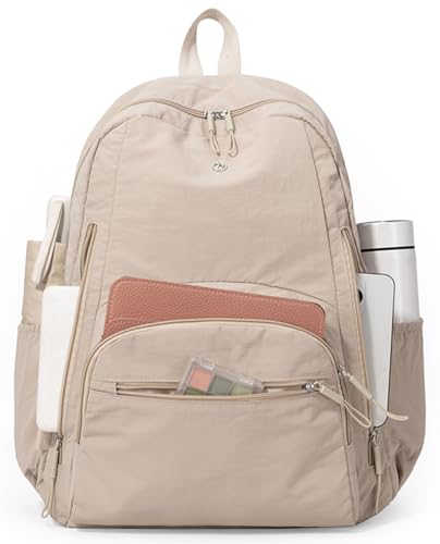 Backpack for Women, Work College Laptop Backpack, Lightweight Travel Backpack Purse, Casual Daypack Bag (Khaki) - color: Khaki