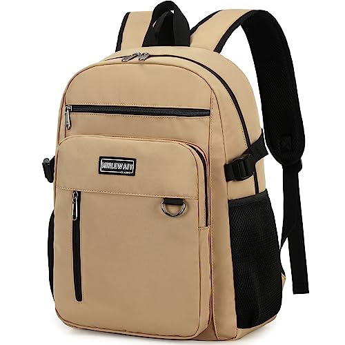 MIRLEWAIY Classical School Backpack Lightweight Bookbag Casual Daypack Travel Work Bag For Teenagers College Girls boys - color: Khaki