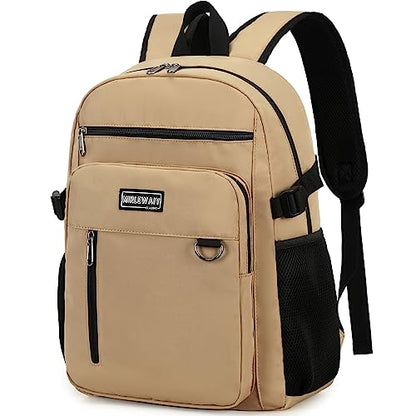 MIRLEWAIY Classical School Backpack Lightweight Bookbag Casual Daypack Travel Work Bag For Teenagers College Girls boys - color: Khaki
