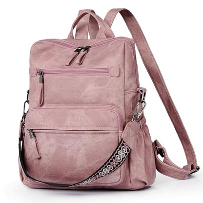 Dora & Liz Backpack Purse for Women, Pu Leather Designer Travel Backpack, Fashion Work Ladies Shoulder Bag Handbag - color: Pink