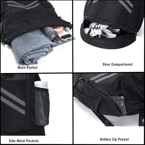 Sports Drawstring Backpack Bag - Waterproof Gym Drawstring Bags with Shoes Compartment and Water Bottle Pockets - Cinch String Backpack - Swim Drawstring Beach Bags for Women & Men, Purple - color: Purple