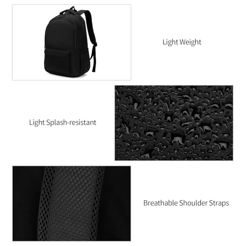 GAEKEAO Everyday Backpack for Women Men, Lightweight Casual Bookbag Travel Backpack for Work College Commute Black - color: C01 Black