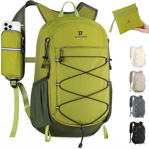 BECOJADDE Hiking Backpack 15L Small Backpack Packable Day pack Water Resistant Lightweight Travel Backpack for Women Men with Shoulder Strap Pockets for Hiking Camping Outdoor, Green - color: Green, size: 15L