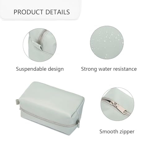Organizer Bag Lightweight Cosmetic Bag with Ring Clasp Perfect Travel Makeup Bag for Women nylon Stand Up Design (Grey/Nylon) - color: Grey/Nylon