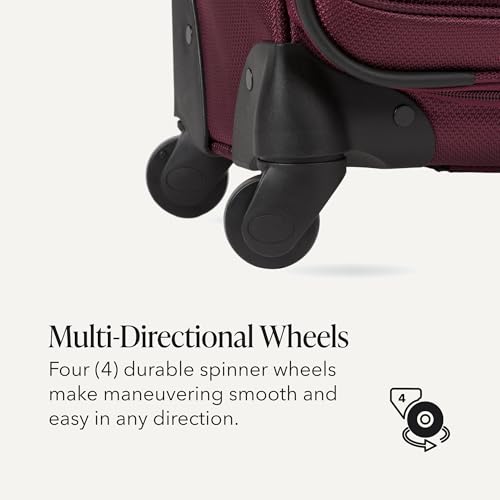 SWISSGEAR Sion Carry-On Spinner Luggage, Softside Expandable, Lightweight Suitcase, Merlot, 22.75-Inch - color: Merlot, size: Carry-On