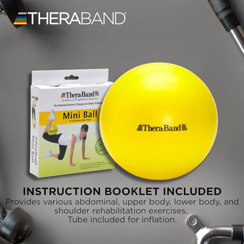 THERABAND Mini Ball, 9-Inch Pilates & Yoga Exercise Ball, Small Inflatable Core Ball for Stability, Balance, Rehab, Physical Therapy & At-Home Workouts, Soft Non-Slip Surface, Standard Version - style: Original