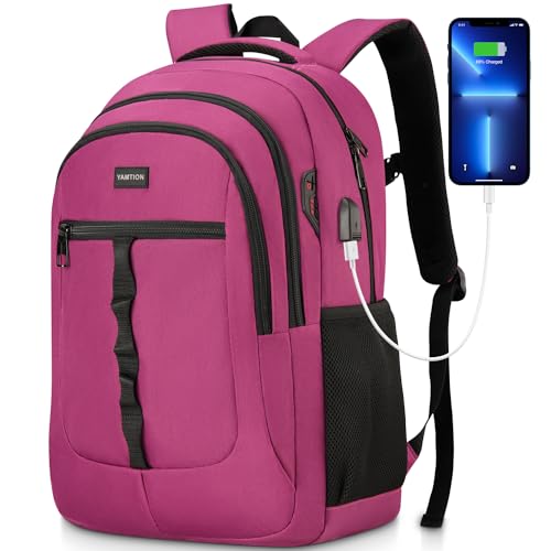 YAMTION School Backpack for Women Teen Girls 17.3 Inch Laptop Bookbag Backpack with USB for High School College Students - color: Purple, size: 17.3 inch