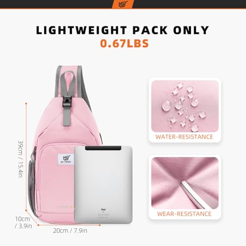 SKYSPER Sling Bag RFID Crossbody Sling Backpack Cross Body Shoulder Bag Travel Hiking Daypack for Women Men(Pink) - color: Pink