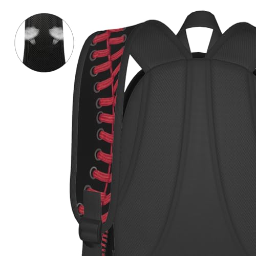 cfpolar 17 Inch Backpack Black Baseball Red Stitches Laptop Bag Shoulder Bag School Bookbag Casual Daypack For Boys Girls,A-8 - color: D-08