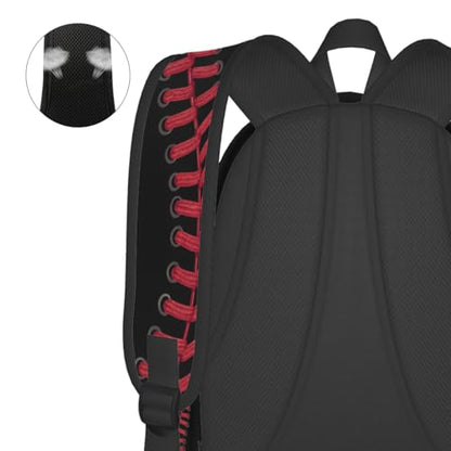 cfpolar 17 Inch Backpack Black Baseball Red Stitches Laptop Bag Shoulder Bag School Bookbag Casual Daypack For Boys Girls,A-8 - color: D-08