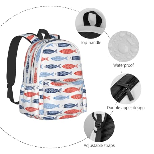 Ocean Fish Backpack School Bag Lightweight Bookbag Casual Daypack for Girls Boys Kids Women Men Travel Laptop 16 Inch - color: Fish