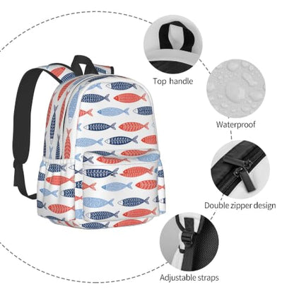 Ocean Fish Backpack School Bag Lightweight Bookbag Casual Daypack for Girls Boys Kids Women Men Travel Laptop 16 Inch - color: Fish