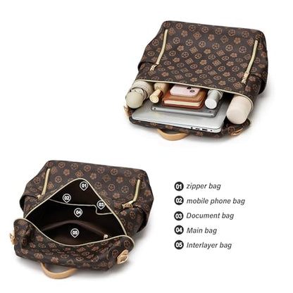 Makes Backpack Purse for Women PU Leather Travel Satchel Handbag Convertible Design Bag with Purse - color: Coffee Triple Zip