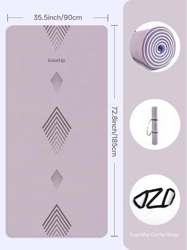 EaseUp Large yoga mat,73’x35.5’x0.4’,extra thick and wide,10mm pilates mat,non-slip exercise mat,workout mats for home gym - color: Dusty Purple