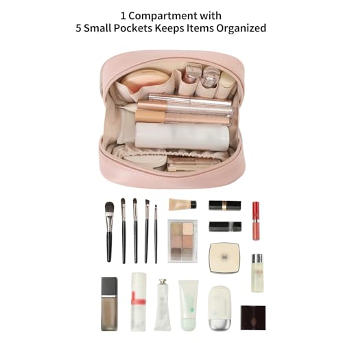 RIGHT AWAY Makeup Bag,Travel Cosmetic Bag Organizer with Zipper,Waterproof Toiletry Bags Makeup Pouch for Purse, Small Make Up Bag &Cases with Compartments for Women Girls（Pink Checkerboard） - color: AH-Pink Checkered