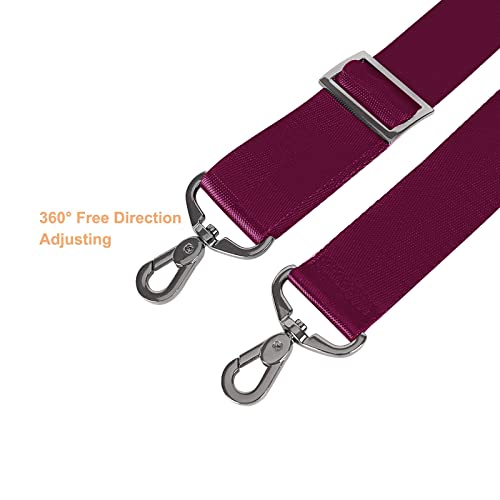 MOSISO 56 inch Shoulder Strap, Adjustable Thick Soft Universal Replacement Non-Slip Fit Padded with Metal Swivel Hooks for Laptop Shoulder Bag/Laptop Messenger Bag/Crossbody Bag, Wine Red - color: Wine Red