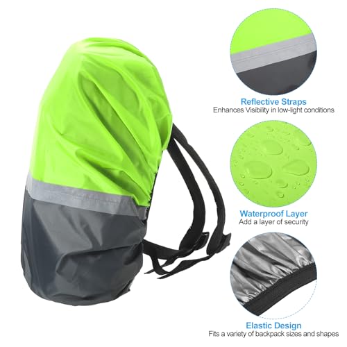 PATIKIL Waterproof Backpack Rain Cover, Non-Slip Ultralight Backpack Cover with Reflective Strip for Hiking Camping Traveling Cycling - color: Grey Green, size: X-Large