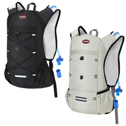 2 Pack Hydration Backpack Pack with 2L Hydration Bladders, TNYSPORT Lightweight Breathable Water Backpack with Multiple Pockets, Reinforced Shoulder Straps for Hiking, Running, Biking