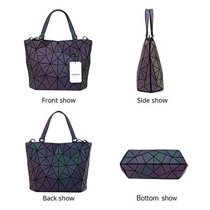 LOVEVOOK Geometric Luminous Purses and Handbags for Women Holographic Reflective Crossbody Bag Wallet - color: Handbag