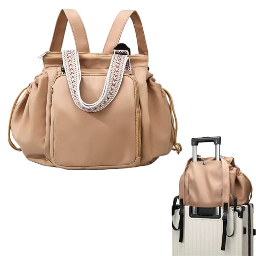Everyday Bags for Women, Multifunctional Travel Organizer Bag, Large Capacity Tote Backpack, Large Diaper Bag with 15 Pockets, Crossbody and Shoulder Bag (khaki) - color: Khaki